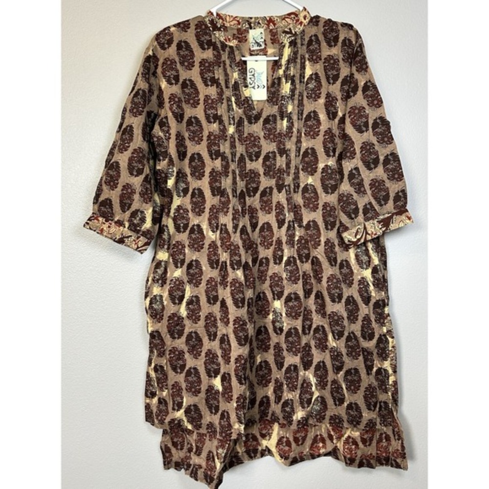 Jaded Gypsy One‎ Size Boho Tunic Dress Metallic Paisley Lagenlook NWT Artsy
